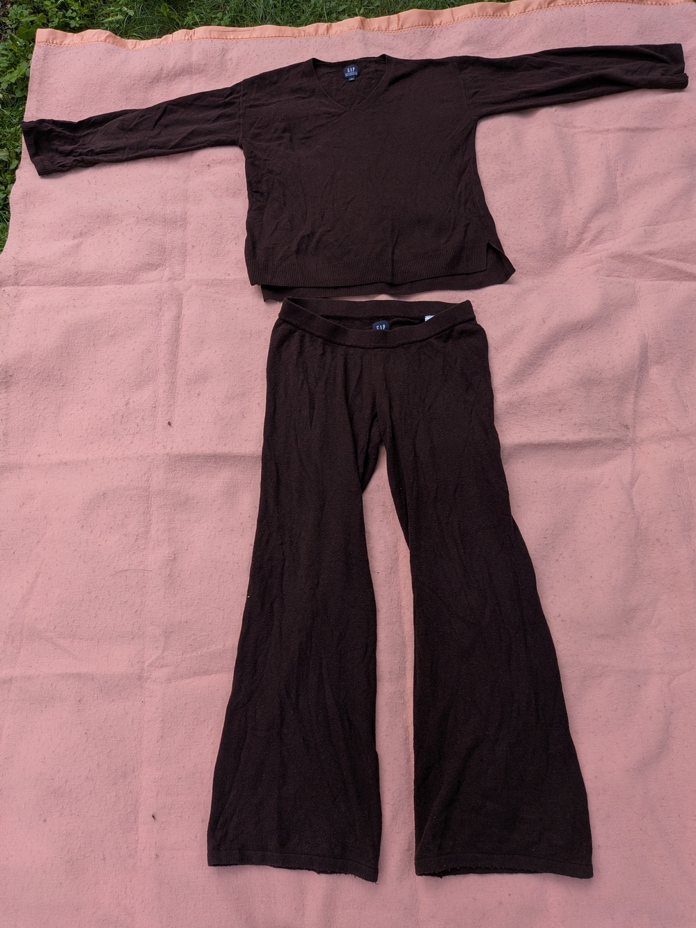 Maternity: Women's Two-Piece Crew-Neck Lounge Set in Dark Brown
